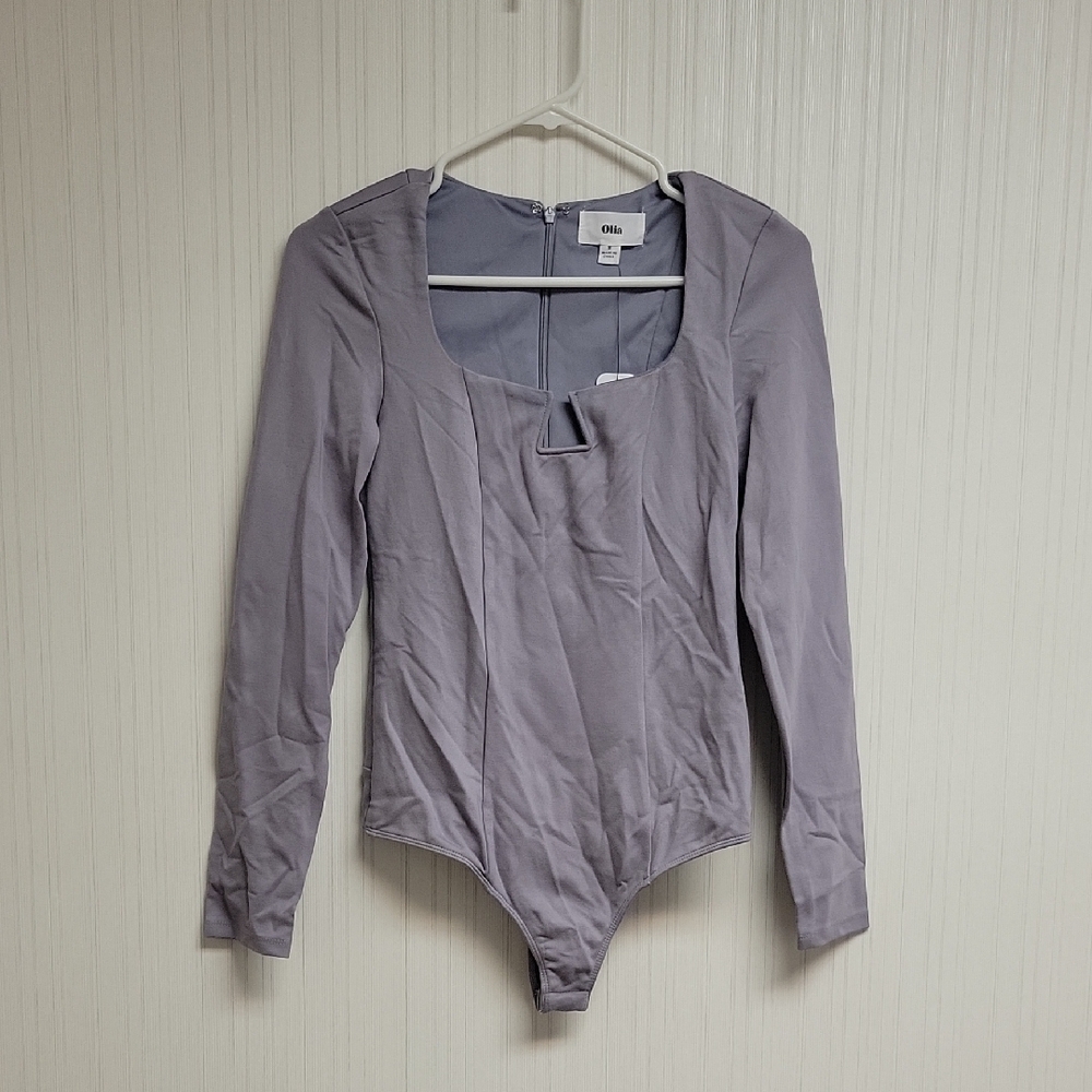 Olia Long Sleeve Bodysuit grey, women's Sz Medium. New With Tags